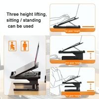 Foldable Aluminum Laptop Stand - Double Layer Heightening Bracket Black thumbnail