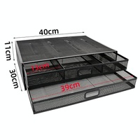 Double Iron Desktop Stand with Drawer for Height Increase and Storage - Black thumbnail