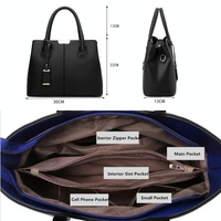 Vintage 2-in-1 Messenger Bag with Crocodile Pattern and Leather Wallet - Black thumbnail