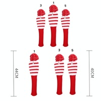 Set of 3 Knitted Golf Club Covers - Red thumbnail