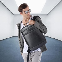 Large-capacity Business Laptop Backpack with Usb & Type-c Port - Black First-layer Cowhide thumbnail