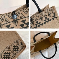 Simple Linen Tote Bag with Large Capacity - Style Print - Triangle thumbnail