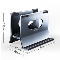 Grey H-type Alloy Laptop Storage Rack - Automatic Gravity thumbnail