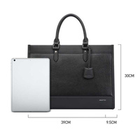 Large-capacity Leather Laptop Messenger Briefcase in Black thumbnail