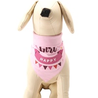 Pet Birthday Saliva Towel Double Cotton Triangle Scarf - Pink thumbnail