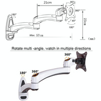 White Dual-section Telescopic Monitor Stand - Wall-mounted thumbnail