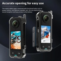 Metal Rabbit Cage & Lens Cover Set for Insta360 X4 - Black thumbnail