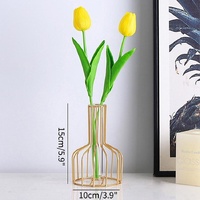 Black Wrought Iron Hydroponic Glass Flower Decoration - no Fake Flowers - Gold thumbnail