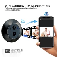 1080P Wifi Smart Cat Eye Video Doorbell - 4.3 Colour Screen - Hidden - Black thumbnail