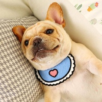 Dog Cat Saliva Towel Love Bib Pet Triangle Scarf Small Dog Collar - Size S - Blue thumbnail