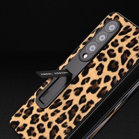 Leopard Print Phone Case with Holder for Samsung Galaxy z Fold 4 / 5g - Gold thumbnail