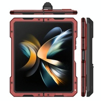 Waterproof Metal Phone Case with Folding Holder for Samsung Galaxy z Fold 4 - Red thumbnail