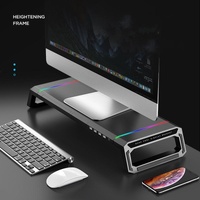 Foldable Laptop Stand with Rgb Lighting & Usb Expansion - Monitor Rack - Obsidian Black thumbnail