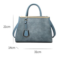 Patchwork Stone Pattern Handbag - Shoulder / Crossbody - Blue thumbnail