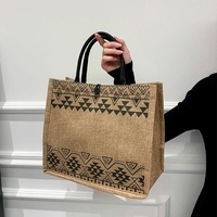 Simple Linen Tote Bag with Large Capacity - Style Print - Semicircle thumbnail