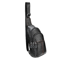 Stylish Genuine Leather Crossbody Chest Bag For Men And Women Functional And Versatile Design - Black thumbnail