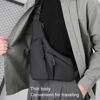 Leather Anti Theft Triangle Bag Secure Crossbody Chest Bag - Black thumbnail