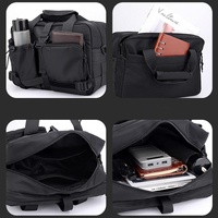 Large Capacity Men Shoulder Messenger Bag Fits Laptops Multi Functional - Black thumbnail