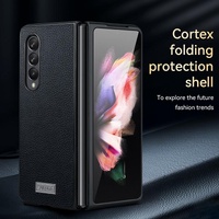 Handmade Leather Shockproof Tpu Case for Samsung Galaxy z Fold 4 - Blue thumbnail