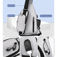 Men Oxford Cloth Chest Bag Casual Crossbody Shoulder Backpack - Green thumbnail