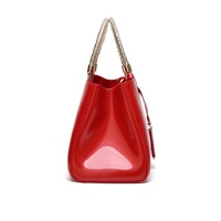 Patent Leather Shoulder Bag for Women - Glue Closure - Red thumbnail