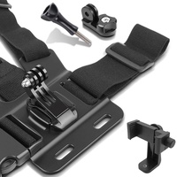 Adjustable Body Mount Belt with Phone Clamp for Action Cameras and Smartphones thumbnail