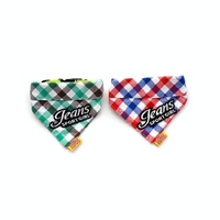 Cotton Plaid Dog Scarf Small And Medium-Sized Dog Saliva Towel - Size M 30-40Cm - Green thumbnail