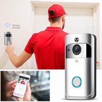 Smart Wifi Video Doorbell With Night Vision & Wide-Angle Camera - 720P Low Power Mobile Remote - Black thumbnail
