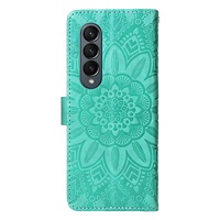 Sunflower Embossed Leather Phone Case for Samsung Galaxy z Fold 4 / 5g - Blue thumbnail