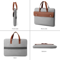 Stylish Pu Leather Laptop Bag - Briefcase Cover - Beige - 15.6 Inch thumbnail