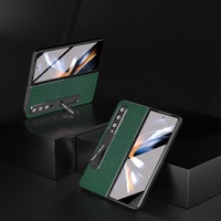 Premium Leather Phone Case with Holder for Samsung Galaxy z Fold 4 / 5g - Luxury Design - Coffee thumbnail
