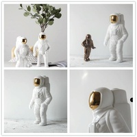 Salute Astronaut Ceramic Vase - Tabletop Decor with Dried Flowers - Gold thumbnail