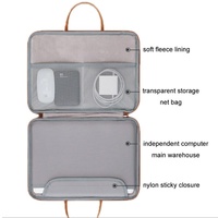 Waterproof Leather Computer Bag - 15 / 15.6 / 16 Inches Fully Open & Portable - Gray Black thumbnail