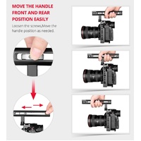 Panasonic Lumix Dc-S1H / Dc-S1 / Dc-S1R Camera Cage Stabilizer With Handle & Rail Rod Mount - Black thumbnail
