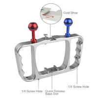 Aluminum Dual Handheld Diving Light Arm Mount for Action Cameras - Black thumbnail