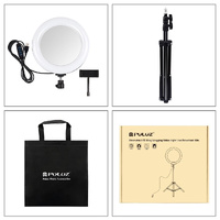 7.9 Mirror Light with Tripod & Usb 3 Modes Dual Colour Curved Ring Light for Vlogging Selfie Photography Video Phone Clamp - Black thumbnail