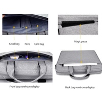 Expandable Laptop Bag - Waterproof Oxford Cloth Detachable Shoulder Strap - Black thumbnail