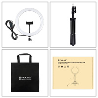11.8 Led Ring Light with Tripod and Phone Clamp - 3 Modes Dual Colour Temperature Curved Surface - Black thumbnail