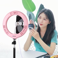 20cm Usb Dual Colour Led Ring Light with Phone Clamp - Black thumbnail
