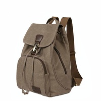 Women Canvas Laptop Backpack - Compact and Stylish - Coffee thumbnail