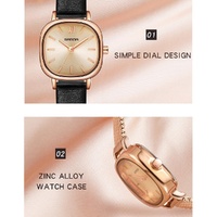 Women Oval Dial Quartz Watch with Simple Bar Scale - Belt Green thumbnail