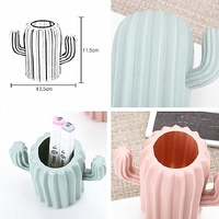 Cactus-shaped Vase Creative Desktop Pen Holder for Home Decor - Milk White thumbnail