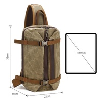 Retro Waxed Canvas Chest Bag Large Capacity Shoulder Crossbody Bag For Men - Blue thumbnail