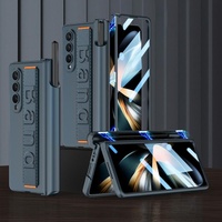 Foldable Phone Case with Magnetic Hinge and Wrist Strap for Samsung Galaxy z Fold 4 - Portable and Secure - Black thumbnail
