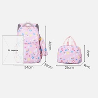 Kids Backpack Set with Lunch Bag & Pencil Case - 3 in 1 - Purple thumbnail