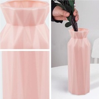 2-pack Plastic Round Vases - Simple Anti-fall Home Decor Ornaments - Pink thumbnail