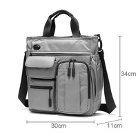 Multi Compartment Laptop Handbag Lightweight Large Capacity Messenger Bag - Grey thumbnail