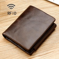 Multi-functional Oil Wax Leather Rfid Wallet - Coffee thumbnail