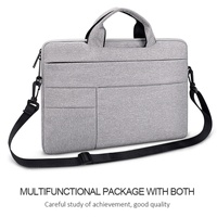 14.1-15.4 Inch Portable Laptop Shoulder Bag in Oxford Cloth & Nylon - Hemp Gray thumbnail
