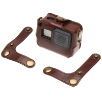 Leather Housing Case with Neck Strap and Buttons for Gopro Hero7 / 6 / 5 - Black - Coffee thumbnail